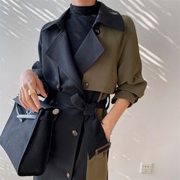 Women's Trench Coats European American Top Quality Autumn spring Trench Coat women Long Coat Simple Chic Classic Female Windbreaker FY112 220906