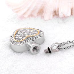 Chains Crystal Heart Ashes Urns Locket Pendant Memorial Jewelry Stainless Steel Keepsake Cremation