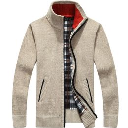 Men's Sweaters Winter Thick Men's Knitted Sweater Coat Long Sleeve Cardigan Fleece Full Zip Male Causal Plus Size Clothing for Autumn 220905