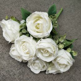 Faux Floral Greenery 9 Simulation Tea Roses Home Decoration Wedding Decoration Wool Cloth Bundle Artificial Photography Shooting Props J220906