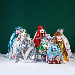 Merry Christmas Gift Wrap Santa Claus Drawstring Goodie Candy Bag Party Festivel Treat Presents Packaging