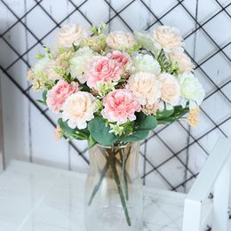 Faux Floral Greenery Artificial Flowers High Quality Decoration For Wedding Home White Bouquet Peony Fake Flowers Living Room Table Decor Accessories J220906