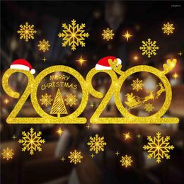 Wall Stickers 2022 Christmas DIY Decoration Sticker Golden Window Glass For Home Wallstickers 50 60cm 19OCT17