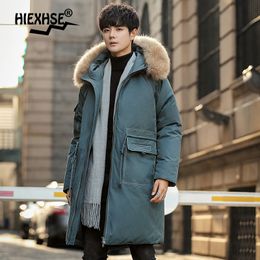 Men's Down Parkas Men Long Down Jacket Mens Fashion Style Young Puffer Jacket Thicken Outdoor Warm Windproof Winter White Duck Down Coats 220906
