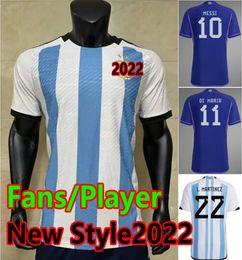 2022 Argentina Player Version Soccer Jerseys 22 23 DI MARIA DYBALA Football Shirt kun AGUERO MARADONA MONTIEL MARTINEZ maillots men kids kits ALVAREZ camesita mykit