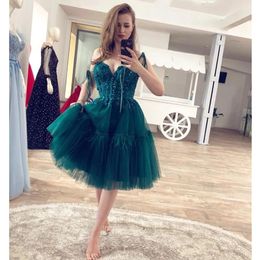 2023 Gown A-Line Spaghetti Straps Short Prom Dresses Robe Sparkly Knee Length Backless Sexy Night Homecoming Vestidos Party Part 328 328