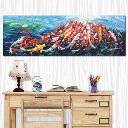 Wall Canvas Art Picture Print Abstract Fengshui Koi Fish Lotus Landscape Chinese Painting & Calligraphy Poster For Living Room