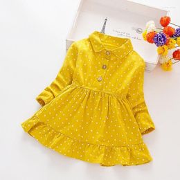 Girl Dresses Spring Clothes For Kids 2022 Classic Heart-shape Korean Style Girls Dress Fashion Long Sleeved Dot Children EY12182