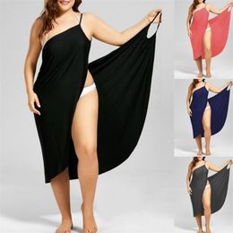 Casual Dresses sPlus Size Summer Beach Sexy Women Solid Colour Wrap Dress Bikini Cover Up Sarongs 220906