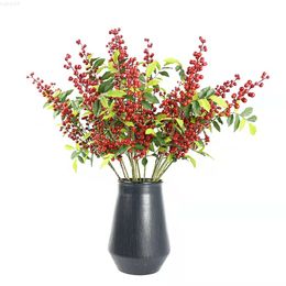 Faux Floral Greenery 6 PcsForest Foam Berry Fruit Christmas Tree Decoration Fake Plant For Room Home Wedding Artificial Tree Branch Decoration J220906