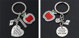 Teacher'S Day Keychain Heart Teacher Gift Thank You For Miaking New Dripping Oil Apple Jewellery Key Ring