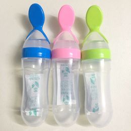 Cups Dishes Utensils 1pc Pressing Type Infant Children Training Feeding Baby Bottle Spoon Custard Feeder for Puree Vegetable Juices Egg 220906