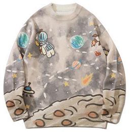 Men's Sweaters Men Starry Sky Harajuku Knitted Sweater Japanese Couples Hip Hop Streetwear O Neck Autumn Fashion Loose Pullover Sweaters 220906