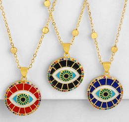 Jewellery Necklaces Pendants round eye red blue black chain necklace Zirconia Jewellery Cubic Crystal Cz Fashion Charm dr46k