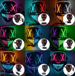 2023 Festive Party Halloween Toys Mask LED Light Up Funny Masks The Purge Election Year Great Festival Cosplay Costume Supplies GC0906