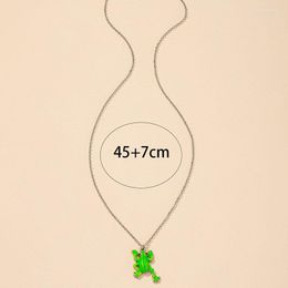 Choker Ins Gold Thin Chain Green Frog Animal Pendant Necklaces Trendy Korean Fashion Women Party Jewelry