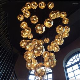 Pendant Lamps Creative Geometry Stainless Steel Multi Faceted Ball Metal Lights Led Modern Light Fixtures Living/Dining Room Bedroom