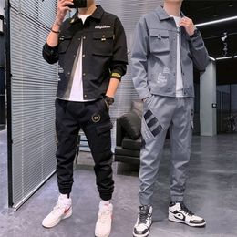 Men's Tracksuits Men Spring Autumn Casual Two Piece Set Jacket and Pants Set Mens Fashion Sweatsuit Korean Style Streetwear Sport Suit 220905