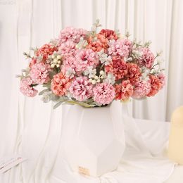 Faux Floral Greenery Hortensia Artificial Flowers High Quality Luxury Bouquet Wedding Decoration For Home Table Decor Sky Blue Fake Flowers J220906