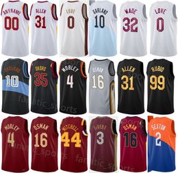 Printed Basketball Emoni Bates Jerseys Donovan Mitchell Darius Garland Cedi Osman 31 Jarrett Allen Darius Garland Evan Mobley Caris LeVert Dean Wade Men Kids Lady