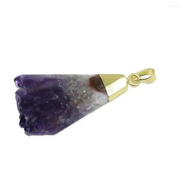 Pendant Necklaces Fashion Jewelry Natural Raw Purple Quartz Crystal Geode Druzy Triangle For Girl Sector Stone Women Necklace