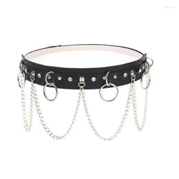 Belts Fashion Punk Gothic Faux PU Leather Belt Metal Chain Ring Waist Strap Street Dance Decor Party Gifts