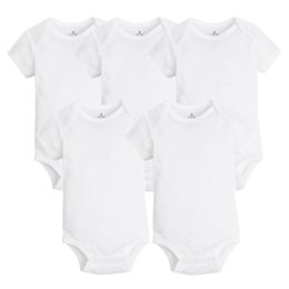 Rompers 5 PCS/LOT born Baby Clothing Summer Body Baby Bodysuits 100% Cotton White Kids Jumpsuits Baby Boy Girl Clothes 0-24M 220905