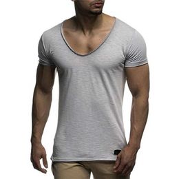 Men's T Shirts arrival deep V neck short sleeve men t shirt slim fit t-shirt men thin top tee casual summer tshirt camisetas hombre MY070 220905