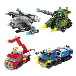 Blocks Truck Aircraft City Model Building Set Fireman Figures Bricks Construction Education Toy for Children 6in1 120 Pcs 220902