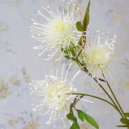 Faux Floral Greenery White Leucospermum Artificial Flowers Long Branch Fake Flower Plastic Flowers For Wedding Decoration Garden Outdoor High Quality J220906