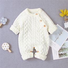Rompers Baby Rompers Long Sleeve Winter Warm Knitted Infant Kids Boys Girls Jumpsuits Toddler Sweaters Outfits Autumn Children's Clothes 220905