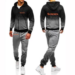 Mens Tracksuits Simms Fishing Mens Gradients Colour Tracksuits Fashionable Print Casual Cotton Jackets Hoodie TopsPants 2 Pieces Suits 220906