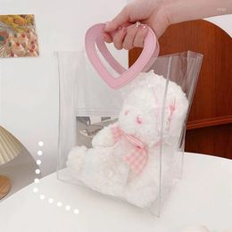 Gift Wrap 5/10pcs Tote Bags Transparent PVC Candy Box Heart Handle Shopping Bag Simple Packaging Wedding Favours For Guests