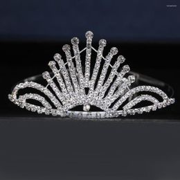 Headpieces Wedding Elegant Bridal Silver Crown Tiaras With Comb Gift Charming Diamond Hairband Crystal Headdress Party Brooch HG02