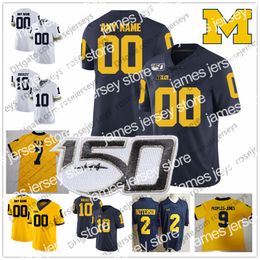 American College Football Wear Custom 2021 Michigan Wolverines NCAA Football Jersey 12 Cade McNamara 25 Hassan Haskins 2 Blake Corum 6 Cornelius Johnson 150TH Men Yo