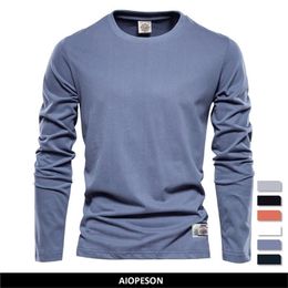 Men's T Shirts 100% Cotton Long Sleeve shirt For Men Solid Spring Casual Mens High Quality Male ops Classic Clothes 220905