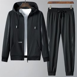 Mens Tracksuits Autumn Hooded Tracksuit Men 2 Piece Set Casual Zipper Jacketpants Fashion Sportswear Mens Spring Jogging Sweat Sets 220906