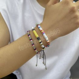 Trendy Ethnic Colorful Soft Polymer Clay Beads Bracelet For Men Contrast Color Braided Geometric Bracelets Men