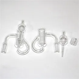 Smoking Diamond Knot Loop Quartz Bangers With Bubbler Carb Cap & Insert Bowl 10mm 14mm 18mm Recycler Knots Quartz Banger Nails For Glass Bong