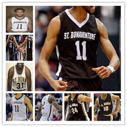 Wears Custom College Basketball St. Bonaventure Bona Bonnies Jersey Kyle Lofton Jaren Holmes Anthony Roberts Dominick Welch Jalen Shaw Winst