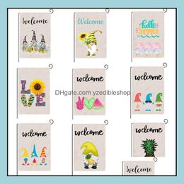 printed banner sizes NZ - Banner Flags Summer Garden Flag Fruit Gnomes Double Size Printed Flax Outdoor Decorative Hanging Welcome Summers Season Banner 3 Soif Dhggl