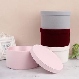 Gift Wrap 1PC Round Cardboard Paper Flower Boxes With Lid Rose Box Valentine's Day Florist Party Favor Packaging Wedding Decor