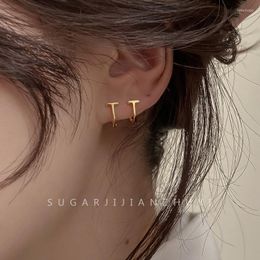 Hoop Earrings 925 Sterling Silver Letter T Simple Fashion Gold Metal Customised For Women Street Party Accessories