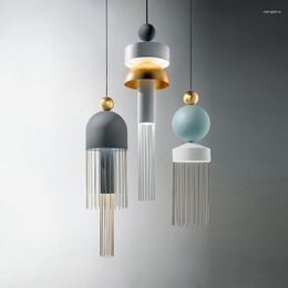 Pendant Lamps Nordic Tassel Dining Room Chandelier Bedroom Bedside Modern Minimalist Macaron Bar Table Light