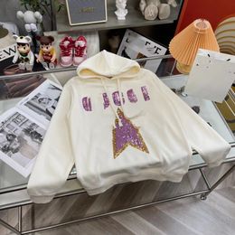 Designer top version Hoodie handmade GU 2022 autumn and winter new sequins pentagram letter logo men and women with the same style hooded sweater on Sale