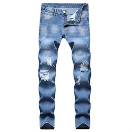 Jeans da uomo strappati Jean Homme Pantalon Streetwear Moda Hombre Pantaloni in denim di cotone Pantaloni dritti dal design semplice Taglia 28-42