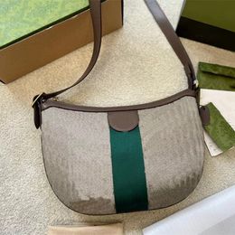 Women's Shoulder Bags Woman Underarm Red and Green Stripes Printing Designer Tote Brand Bag Luxury High Quality Genuine Leather Handbags Brown Handbag