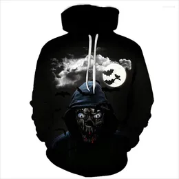 Men's Hoodies Europe And The United States Sell Men's Red Butterfly Skull Cool 3D Digital Printing Loose Hoodie With