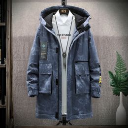 Men's Trench Coats Fashion Men's Autumn Camouflage Youth Mid-Length Hooded Jackets Streetwear Long Coats Outwear Tops Spring Male Windbreaker 220906