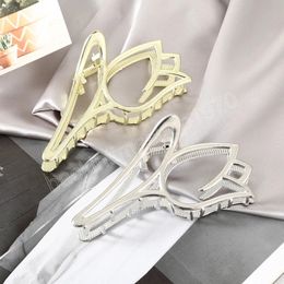 10cm Alloy Hollow Tulip Hair Claw Crabs For Girls Romantic Ponytail Styling Tool Barrette Hair Accessories